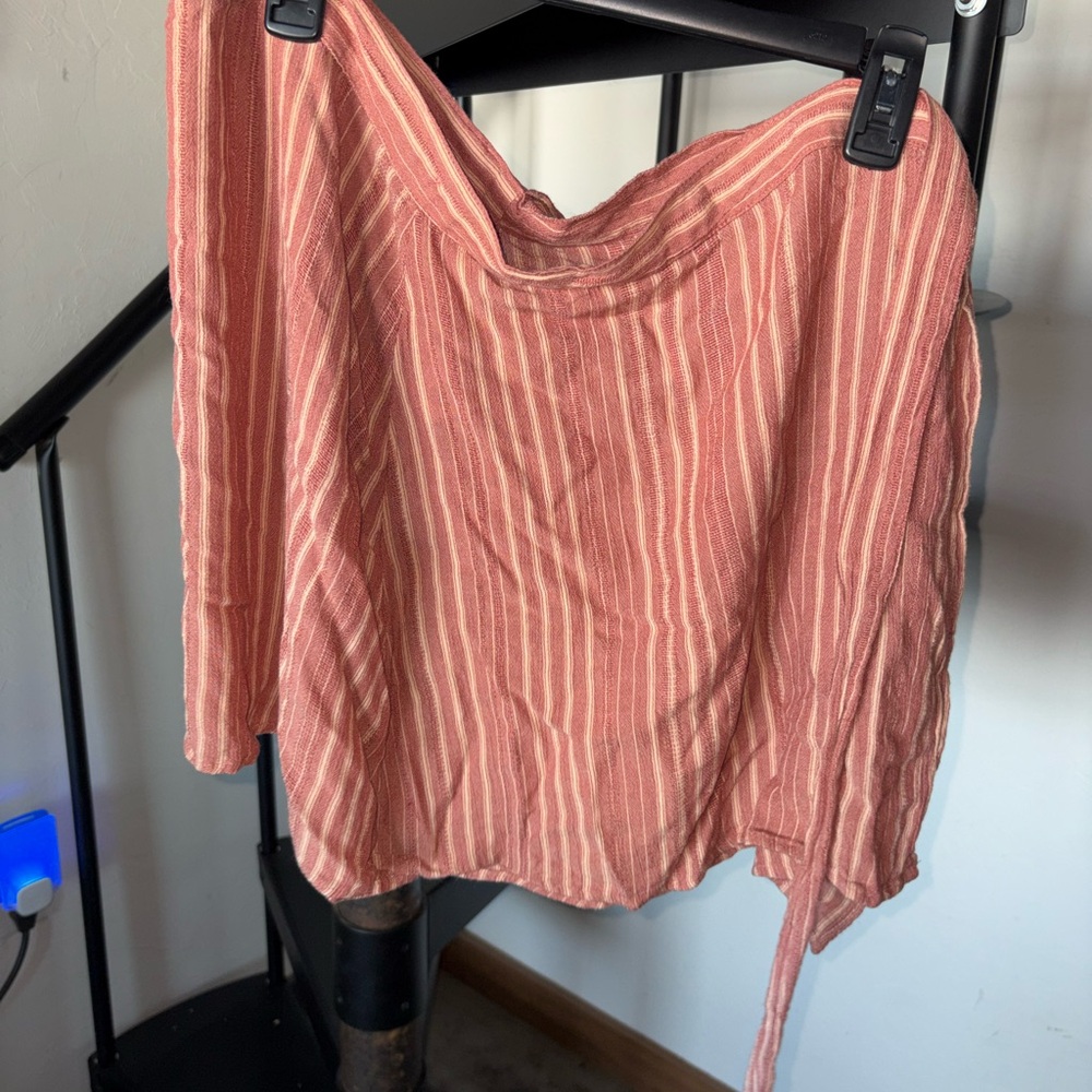American Eagle Outfitters Asymmetrical Striped Coral Skirt
